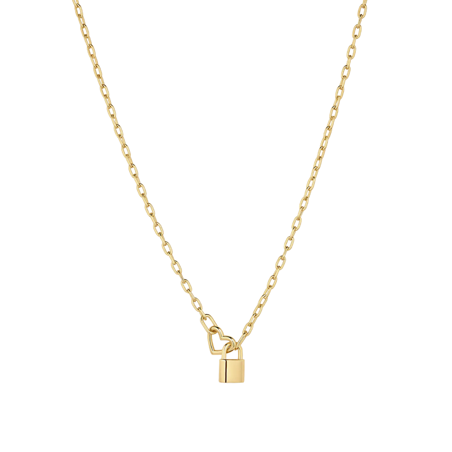 heart padlock interlocking necklace