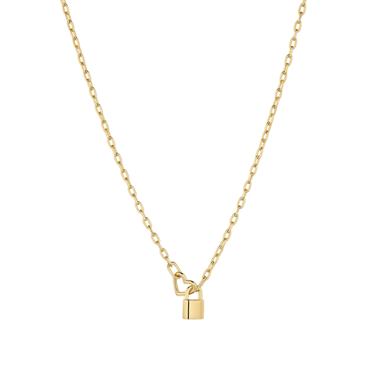 heart padlock interlocking necklace