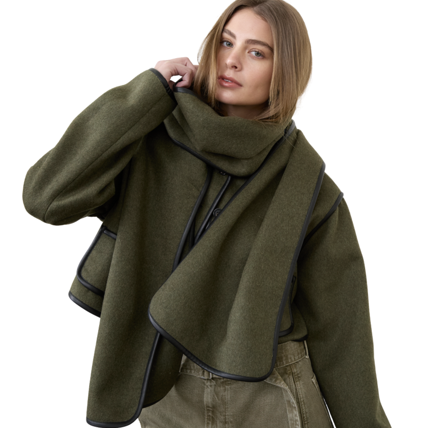 olive scarf jacket