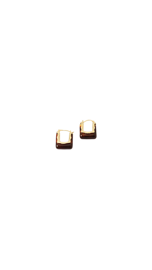 brown square earrings